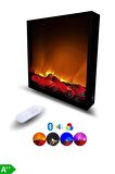 Arif Şömine - Dekoratif Elektrikli Yapay Şömine - 70x70x15 Cm - Farklı Renk Modları, Kumandalı, Bluetooth