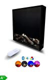 Arif Şömine - Dekoratif Elektrikli Yapay Şömine - 70x70x15 Cm - Farklı Renk Modları, Kumandalı, Bluetooth