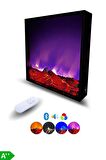Arif Şömine - Dekoratif Elektrikli Yapay Şömine - 70x70x15 Cm - Farklı Renk Modları, Kumandalı, Bluetooth