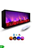 Arif Şömine - Dekoratif Elektrikli Yapay Şömine - 100x25x15 Cm - Farklı Renk Modları, Kumandalı, Bluetooth