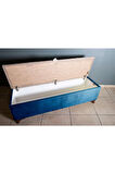 Vetra V2 Mavi Sandıklı Puf - Dilimli Model 140cm Sandıklı Bench