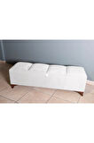 Vetra V2 Beyaz Sandıklı Puf - Dilimli Model 140cm Sandıklı Bench