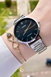 Casio CSISTE29 Kadranı Siyah Kordonu Gümüş Renk Hediye Paketli Kadın Kol Saati ve Bileklik