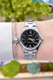 Casio CSISTE25 Kadranı Siyah Kordonu Gümüş Renk Hediye Paketli Kadın Kol Saati ve Bileklik