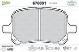 Valeo 670091 Fren Balatası Toyota Camry 3.0 V6 24V 96-01 Previa Tarago 446533120