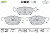 Valeo 670235 Fren Balatası Ön Honda Accord 2008-2013 Honda Civic Hatchback 2012- 45022TV0E02