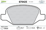 Valeo 670425 Arka Fren Balatası Punto II 03-1.8I 1.9JTD Punto II 99 03 1.8I Panda 03-1.2I 1.3JTD 71752988