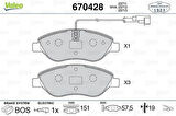 Valeo 670428 Ön Balata Egea YM-Bravo 1.4 1.6D 1.9D 2.0D 08 Delta 1.4 10 1.6D 08 11 Büyük Tip 77365808