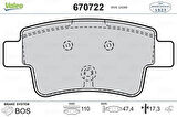 Valeo 670722 Arka Fren Balatası Grande Punto 10 05-1.3 Multijet 1.4 MPI 1.9JTD 77363959
