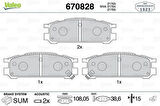 Valeo 670828 Arka Fren Balatası Impreza 4x4 92-00 Legacy 4x4 90-98 26296AA060