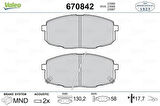 Valeo 670842 Fren Balatası Ön Hyundai I30 07-12 Kia Ceed 07-12 Carens 02-06 130x58x18 K2JA3328ZA