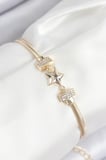 Pirinç Zirkon Taşlı Yıldız Model Gold Renk Kadın Bileklik - TJ-BB7899