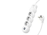 Termal Akım Korumalı Uzatma Kablosu 3 Priz + 2X Usb 2.1A Anahtarlı 2 M - Beyaz 3393-01