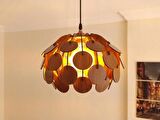 Daire Model Modern Tasarım Globe Küre Doğal Ahşap Yaprak MDF 3D Lazer Kesim Rustik Salon Avize