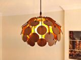Daire Model Modern Tasarım Globe Küre Doğal Ahşap Yaprak MDF 3D Lazer Kesim Rustik Salon Avize