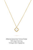 alberaccessories 14 Ayar Altın Kaplama Van Cleef 925 Ayar Gümüş Yonca Sedef Taşlı Şans Kolye (12MM)