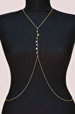 Işıltılı Pullu Çelik Vücut Zinciri Body Chain Gold Renk