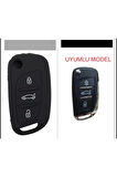 Citroen C4 C5 C-quatre Uyumlu Silikon Anahtar Koruma Kılıfı Siyah Renk