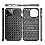 Vendas iPhone 14 Pro Max (14 Pro Max Uyumlu) Deep Dizayn Auto Focus Tasarımlı Karbon Dizayn Kılıf + Seramik Nano Ekran Koruyucu