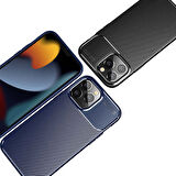 Vendas iPhone 14 Pro Uyumlu Karbon Fiber Tasarımlı Kamera Çıkıntılı Darbe Dirençli Kılıf + 5D Cam Ekran Koruyucu
