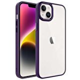 Vendas iPhone 14 Plus Uyumlu Kupa Serisi Metal Buton ve Kamera Çerçeveli Colour Corner Elektroplated Kılıf