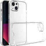 Vendas iPhone 14 Uyumlu (iPhone 14) Fora Serisi Kamera Korumalı Şeffaf Silikon Kılıf + Cam Ekran Koruyucu