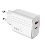 Zore Play PL3 Lightning - Type-C 20 Watt Hızlı Şarj Aleti Beyaz