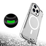 Vendas iPhone 14 Pro Uyumlu (14 Pro) Door Serisi Magsafe Destekli Darbe Direçli Elektroplated Şeffaf Kılıf