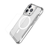 Vendas iPhone 14 Pro Uyumlu (14 Pro) Door Serisi Magsafe Destekli Darbe Direçli Elektroplated Şeffaf Kılıf