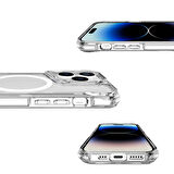 Vendas iPhone 13 Pro Uyumlu (13 Pro) Door Serisi Magsafe Destekli Darbe Direçli Elektroplated Şeffaf Kılıf