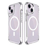 Vendas iPhone 14 Plus Uyumlu (14 Plus) Door Serisi Magsafe Destekli Darbe Direçli Elektroplated Şeffaf T-Max Kılıf