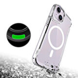 Vendas iPhone 14 Plus Uyumlu (14 Plus) Door Serisi Magsafe Destekli Darbe Direçli Elektroplated Şeffaf T-Max Kılıf