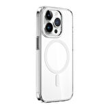 Vendas iPhone 15 Pro Max Uyumlu Victor Serisi Magsafe Şarj Özellikli Renkli Kamera Çerçeveli Şeffaf Silikon Kılıf