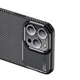 Vendas iPhone 15 Pro Max Uyumlu Deep Dizayn Auto Focus Tasarımlı Karbon Dizayn Kılıf
