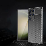 Vendas Samsung Galaxy S24 Ultra Uyumlu Kılıf Deep Dizayn Auto Focus Tasarım Karbon Fiber Görünümlü Kılıf