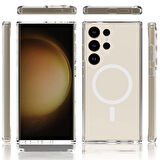 Vendas Samsung Galaxy S24 Ultra Kılıf Magsafe Şarj Özellikli Şeffaf Sert PC Zore Embos Kapak