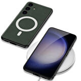 Vendas Samsung Galaxy S24 Plus Kılıf Magsafe Şarj Özellikli Deri Tasarımlı Zore Kıpta Nubuk Kapak