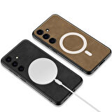 Vendas Samsung Galaxy S24 Plus Kılıf Magsafe Şarj Özellikli Deri Tasarımlı Zore Kıpta Nubuk Kapak