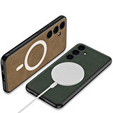 Vendas Samsung Galaxy S24 Kılıf Magsafe Şarj Özellikli Deri Tasarımlı Zore Kıpta Nubuk Kapak