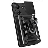 Vendas Xiaomi Poco C65 Kılıf Magnetik Standlı Kamera Korumalı Zore Sürgülü Vega Kapak