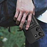 Vendas Xiaomi Redmi 13C Kılıf Magnetik Standlı Kamera Korumalı Zore Sürgülü Vega Kapak