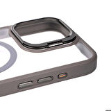 Vendas iPhone 15 Pro Kılıf Magsafe Wireless Şarj Özellikli Standlı Zore Magsafe Klon Lensli Kapak