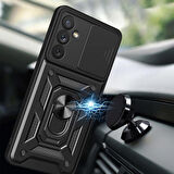 Vendas Samsung Galaxy A34 Kılıf Magnetik Standlı Kamera Korumalı Zore Sürgülü Vega Kapak