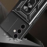 Vendas Samsung Galaxy A24 Kılıf Magnetik Standlı Kamera Korumalı Zore Sürgülü Vega Kapak