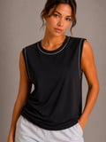 Kadın Konfor Modeli Oversize Kolsuz Terletmeyen Penye Kumaş Bisiklet Yaka 3'lü Sporcu Atlet Seti