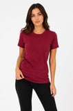 Kadın Konfor Modeli Bisiklet Yaka Kısa Kollu Yumuşak Dokulu Penye Pamuklu Slim Fit T-shirt Bordo