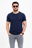 Erkek Bisiklet Yaka Kısa Kollu Esnek Penye Kumaş Slim Fit Spor Ve Günlük T-shirt Lacivert