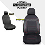 Dacia Duster Araçlara Uyumlu Oto Koltuk Kılıfı Seti - Venüs Serisi Siyah/Kırmızı
