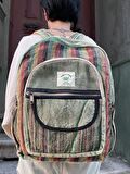 %100 Organik  Yeşil Hemp Sırt Çantası, Organik Çanta, Festival Çantası, Laptop Çantası