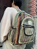 %100 Organik  Yeşil Hemp Sırt Çantası, Organik Çanta, Festival Çantası, Laptop Çantası
